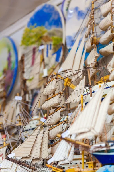 Wooden Ship Miniature Models Souvenir Shop — Stock Photo, Image