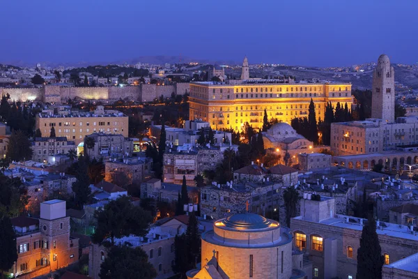 Vieille ville de Jérusalem la nuit, Israël — Photo