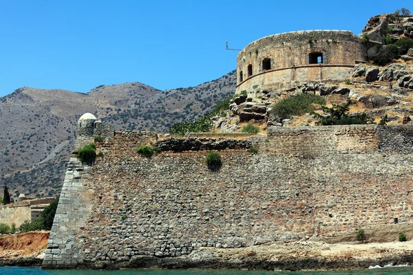 Spinalonga eiland met middeleeuwse vesting, Crete — Stockfoto