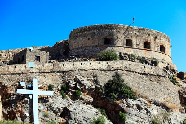 Isla Spinalonga con Fortaleza Medieval, Creta — Foto de Stock