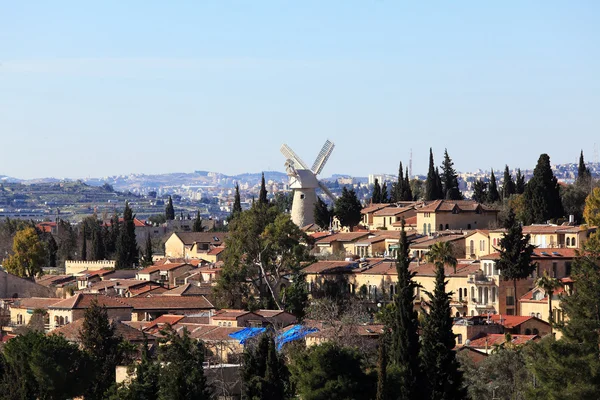 Utsikt över berömda väderkvarn, Jerusalem — Stockfoto