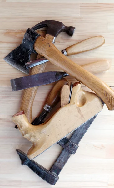 Carpenter Tools Planes, G-clamp and Chisels — Stock Photo, Image