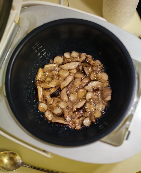 Roasted Forest Mushrooms in Multicooker — Stock Photo, Image