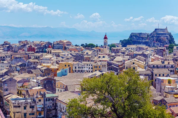 Luchtfoto van nieuwe vesting kerkyra, eiland corfu, Griekenland — Stockfoto