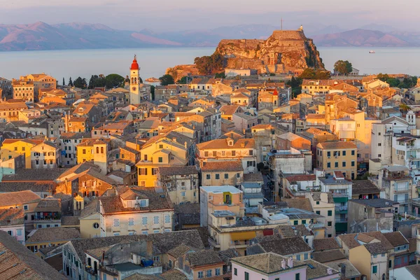 Vista aérea desde la nueva fortaleza Kerkyra, isla de Corfú, Grecia —  Fotos de Stock