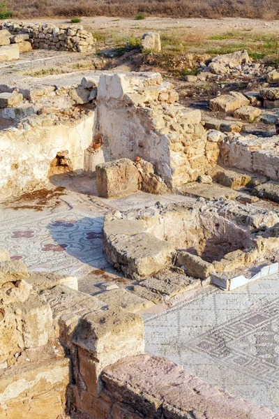 Antichi mosaici nel sito archeologico, Paphos, Cipro — Foto Stock