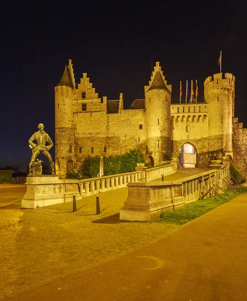 Ortaçağ Kalesi Het Steen, Antwerp, Belçika — Stok fotoğraf