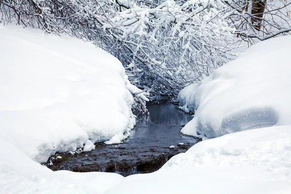 Río de invierno con nieve —  Fotos de Stock