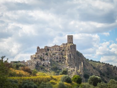 Craco, ünlü hayalet kasaba Basilicata, İtalya