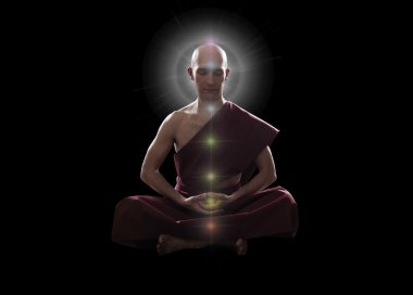 buddhist monk in meditation pose clipart
