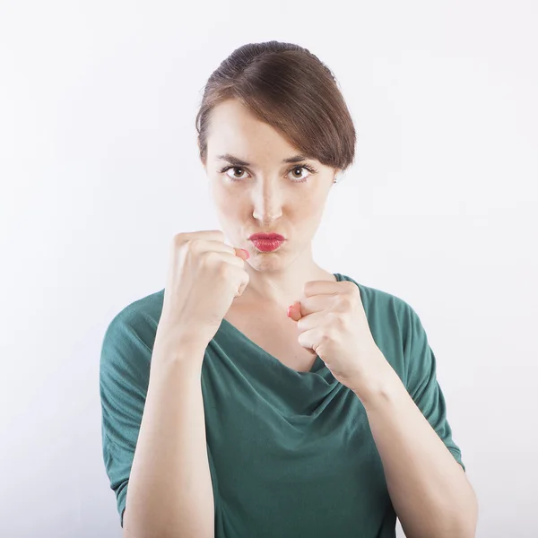 Woman ready to fight — Stock Photo, Image