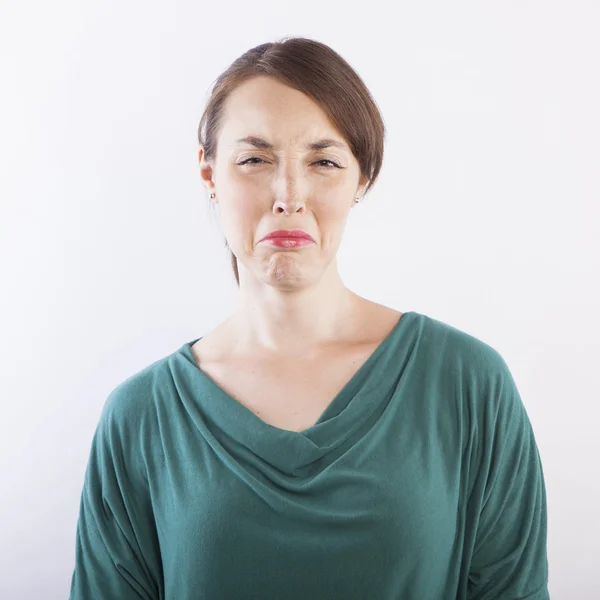 Woman with sad face expression — Stock Photo, Image