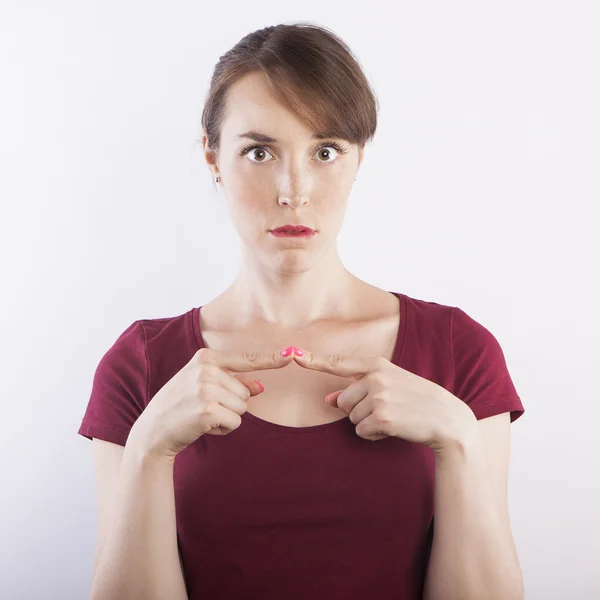 Mujer con expresión de cara triste — Foto de Stock