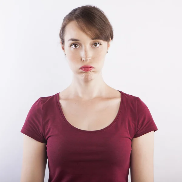 Mujer con expresión de cara aburrida — Foto de Stock