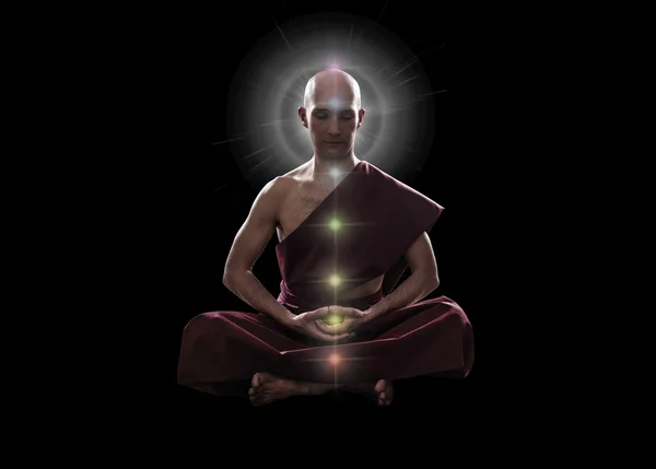 Buddhist monk in meditation pose — Stock Photo, Image