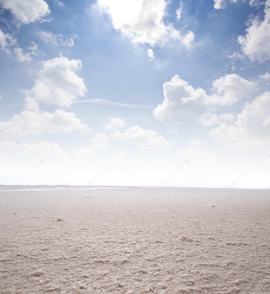 salt desert and blue sky