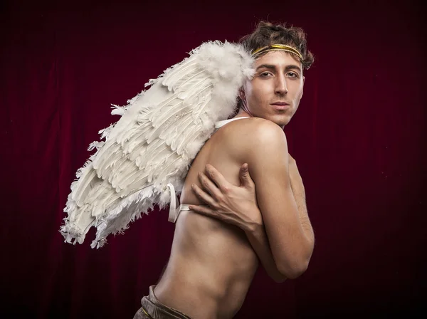 Man with angel wings — Stock Photo, Image
