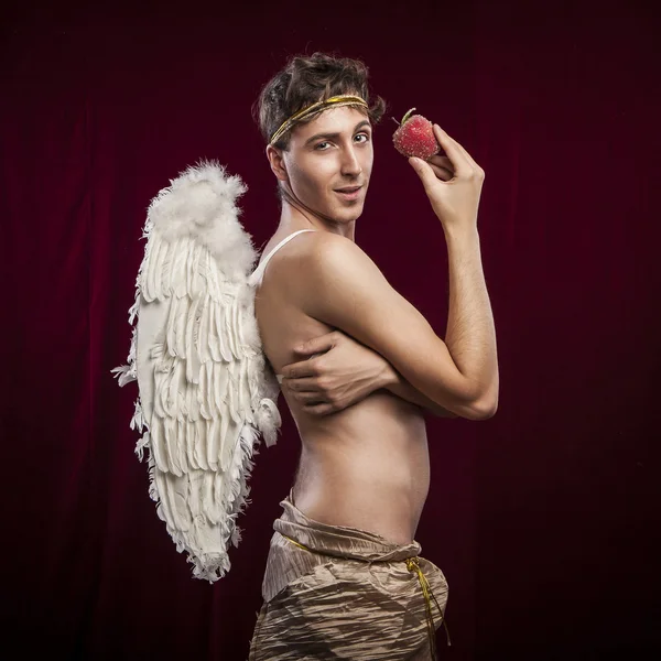 Man with angel wings — Stock Photo, Image