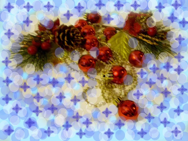 Noel dalı küreler ve kar taneleri ile