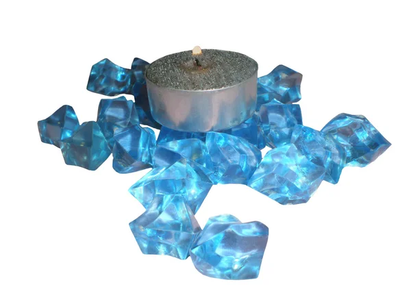 Διακοσμητικό κερί με μπλε κρυστάλλους — Φωτογραφία Αρχείου