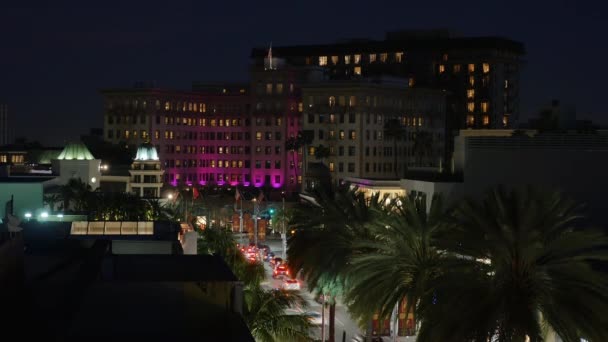 Beverly Wilshire Hotel Night time-lapse schot tot oprichting van — Stockvideo