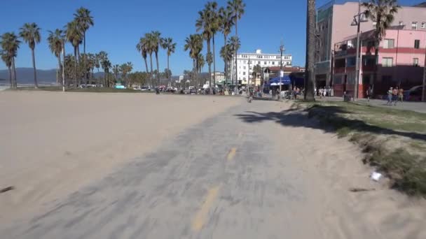 威尼斯海滩自行车路径 Pov — 图库视频影像