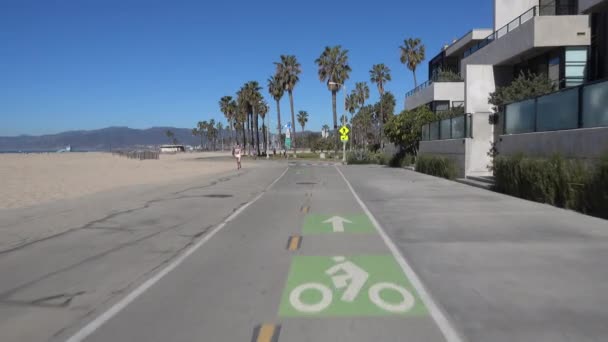 Santa Monica-fietsweg Pov — Stockvideo
