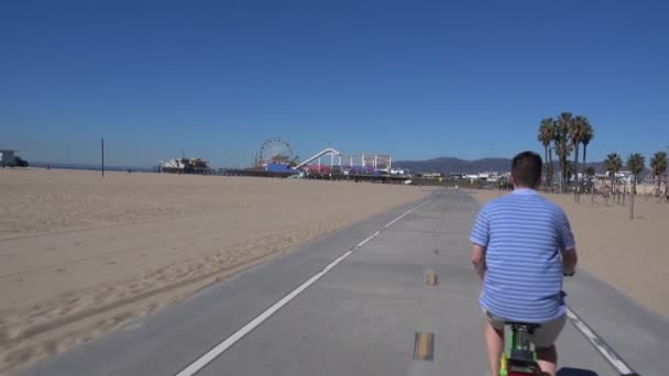 Santa Monica Pier Bike Trail POV — Stock Video