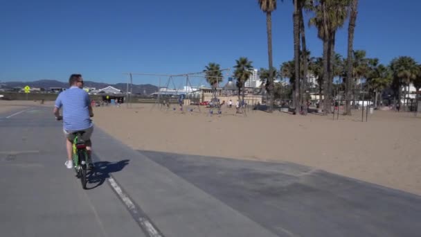 Santa Monica Pier μονοπάτι ποδήλατο Pov — Αρχείο Βίντεο