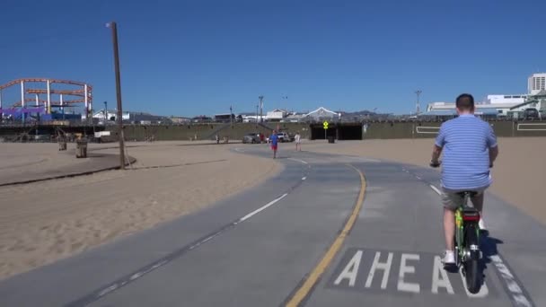 Santa Monica Pier велосипед стежка Pov — стокове відео