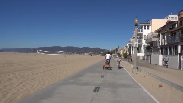 Santa Monica bicicleta caminho cavaleiro POV — Vídeo de Stock