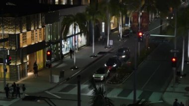 Night Rodeo Drive Intersection Establishing Shot