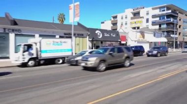 Driving on La Cienega Boulevard in Los Angeles