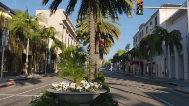 Empty Rodeo Drive Middle of the Street Establishing Shot — 图库视频影像