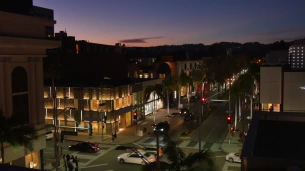 Nighttime Rodeo Drive Establishing Shot — ストック動画