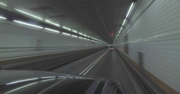 Interieur Pov rijden in Holland Tunnel — Stockvideo