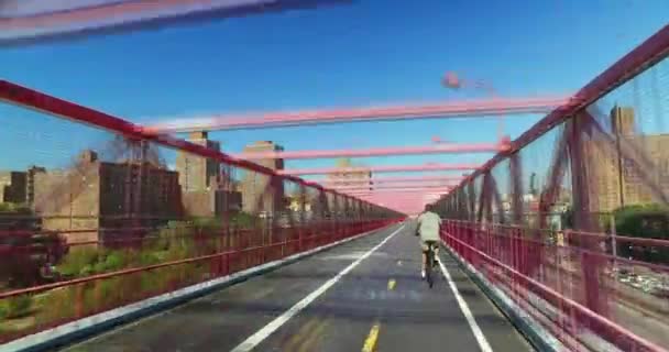Timelapse View Pedestrian Sidewalk on Williamsburg Bridge — Stock Video