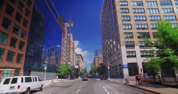 Osobní perspektivy řízení obchodní čtvrti New York City — Stock video