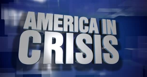 Blue Dynamic America Crisis News Transition Title Page Animation Inglés — Vídeos de Stock