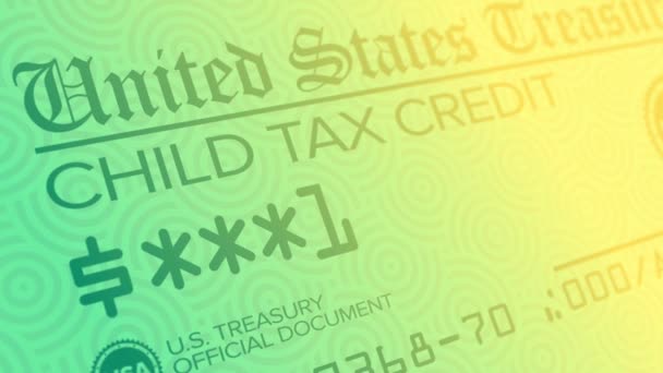 Stylized Background Animation Fictional United States Child Tax Credit Check — Stock Video