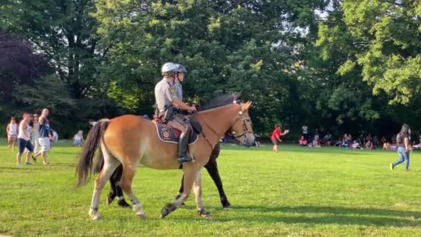 Pittsburgh Vers Juillet 2021 Deux Policiers Cheval Patrouillent Parc État — Video