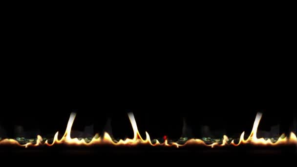 Eine Linie von Zeitlupe Feuer über schwarz. Schuss mit 120fps. — Stockvideo