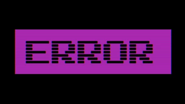 Un écran d'ordinateur clignotant ERROR de style rétro des années 1980. Loopable . — Video