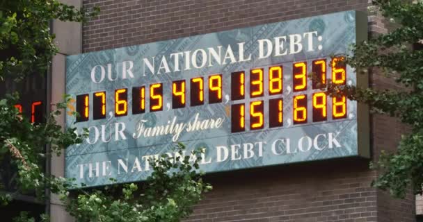 Relógio de Dívida Nacional 4K Estabelecer tiro — Vídeo de Stock