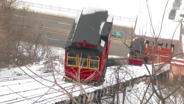 4k Duquesne Incline trolejbusy 3996 — Stock video