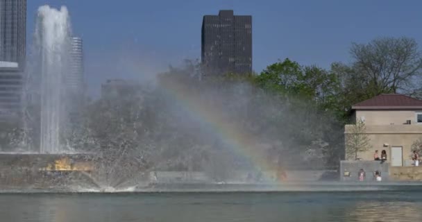 4K Rainbow in the Fountain at The Point in Pittsburgh 4293 — Stock Video