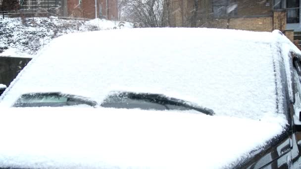 Ruitenwissers borstel weg de sneeuw — Stockvideo