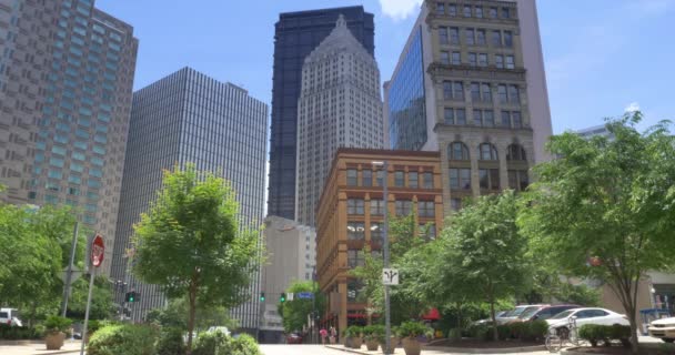 4K Downtown Pittsburgh Skyline Stabilire colpo — Video Stock