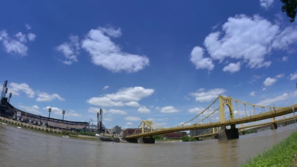 4k pnc park und roberto clemente brücke 4397 — Stockvideo