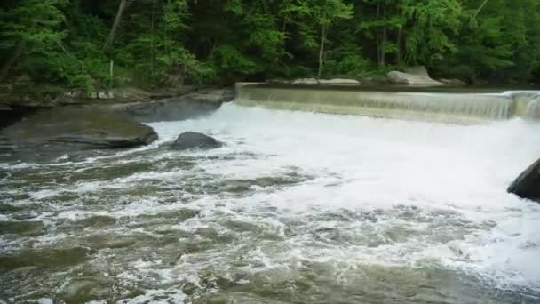 Cascada 4K y puente cubierto en el Parque Estatal McConnells Mill 4356 — Vídeos de Stock